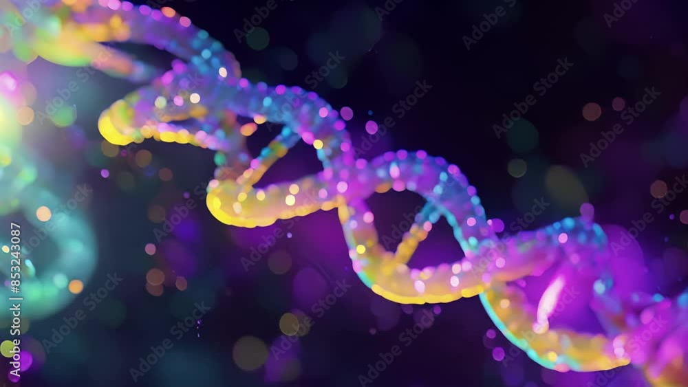 Poster a fluorescent microscopy animation of a genes exons and introns labeled with different colors to rep