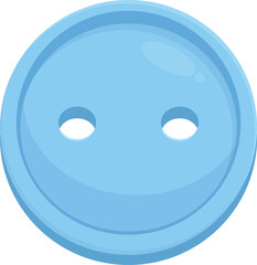 Fototapeta premium Simple blue plastic button with two holes, useful for sewing and tailoring projects