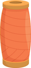 Orange thread spool standing on white background, supplies for sewing or needlework
