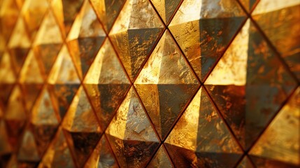 Shimmering Gold Triangles - Geometric Pattern Design for Modern Art and Decor