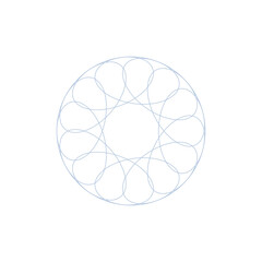 An abstract transparent circular spiral shape design element.