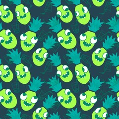 Cartoon summer print seamless pineapple pattern for wrapping paper and fabrics