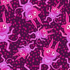 Naklejka premium Cartoon monsters seamless pattern for wrapping paper and fabrics and linens