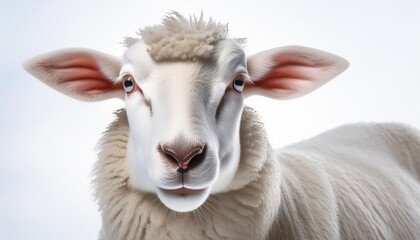 Fototapeta premium A white sheep on white background 