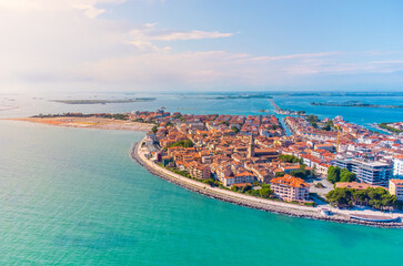 City of Grado, Italy, in summer at sunset
