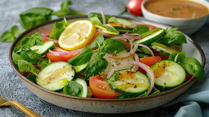Fresh Cucumber and Tomato Salad with Lemon Dressing
