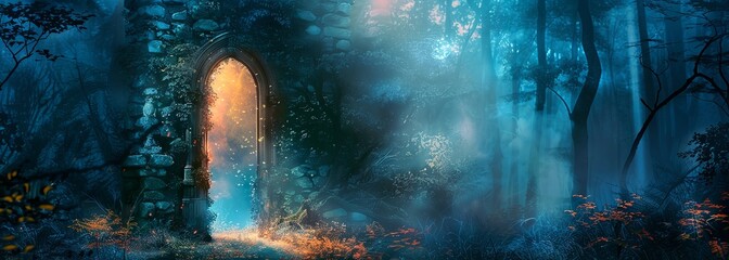 Fototapeta premium Magical portal to unknown worlds. Mysterious gateway. Fantasy background