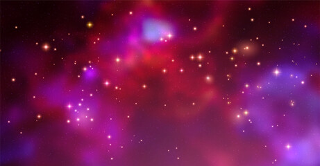 Space vector background with realistic nebula and shining stars. Magic colorful galaxy with stardust