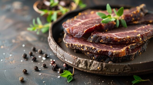 Close-up of a traditional South African biltong dish