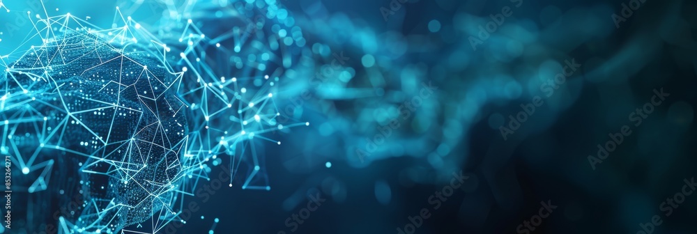 Aufkleber minimalist tech background featuring soft blue data particles and connecting lines, forming abstract