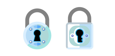 Pair Of Padlocks in Flat Style Vector Illustration.