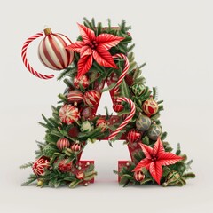 Merry Christmas letter A. Christmas Alphabet Letter.