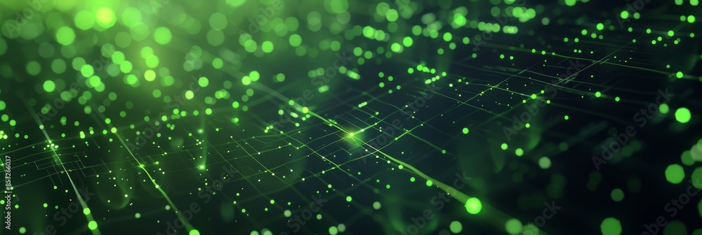 Aufkleber modern tech background with neon green web lines and glowing particles, offering a sleek design with