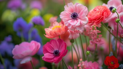 Colorful Blooms in a Spring Garden