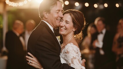 Bride and Groom Share a Moment During Their Evening Reception