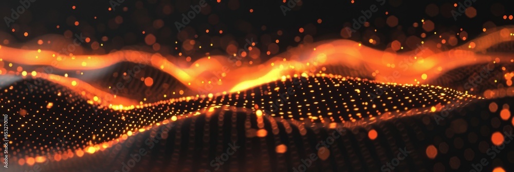 Aufkleber minimalist tech background with subtle orange data particles on a black backdrop, providing a sleek 