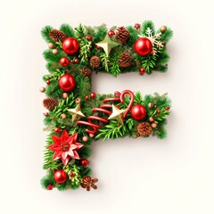 Merry Christmas letter F. Christmas Alphabet Letter.