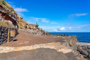 Natural pool for tourist and recreational purposes next to the Topo lighthouse. São Jorge Island-Azores-Portugal.