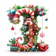 Merry Christmas letter i. Christmas Alphabet Letter.