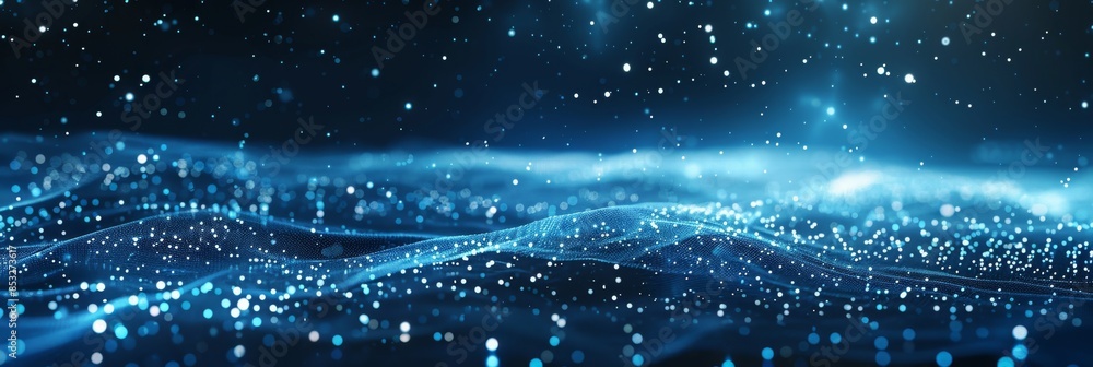 Aufkleber futuristic background with glowing white data particles and subt