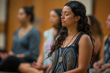 Group of People Meditating in a Sunlit Room