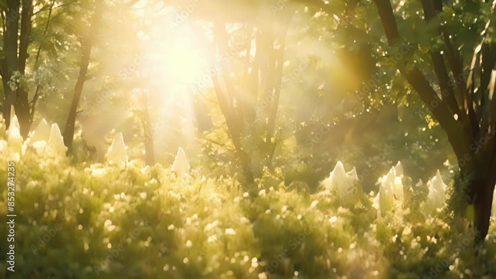 Aufkleber as the sun slowly rises the forest spirits become even more ethereal their forms becoming more trans