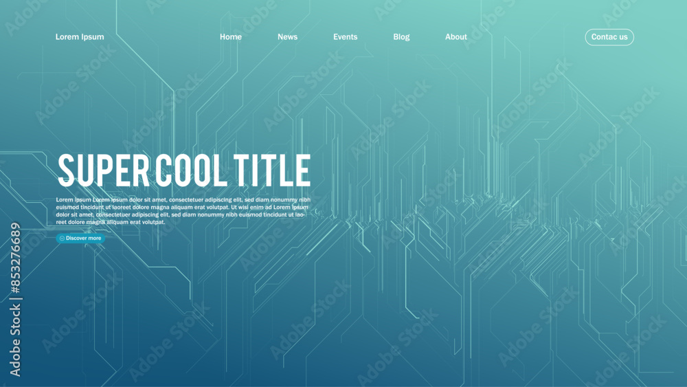 Poster landing page abstract design with big data. template for website or app.