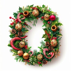 Merry Christmas letter O. Christmas Alphabet Letter.