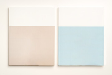 Stack of blank paper on beige background