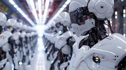 Fototapeta premium A futuristic scene with robots and advanced technology.