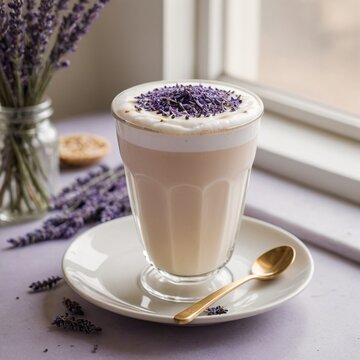 Tranquil Morning Delight Lavender Honey Latte in Soft Pastel Hues
