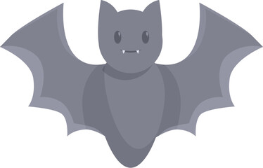 Friendly looking grey bat is spreading its wings wide