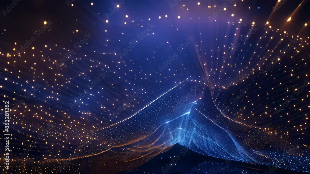 Poster the intricate design of tiny leds forming a ling pathway resembling a constellation in the night sky