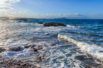 Europe, Greece, Crete, Chania. Mediterranean Sea coast near the harbor.