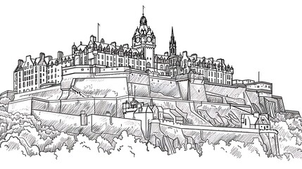 Fototapeta premium illustration, vector, architecture, landmark, travel, outline, famous, building, drawing, line, tourism, tower, design, monument, paris, art, isolated, construction, city, landscape, panorama, poster,