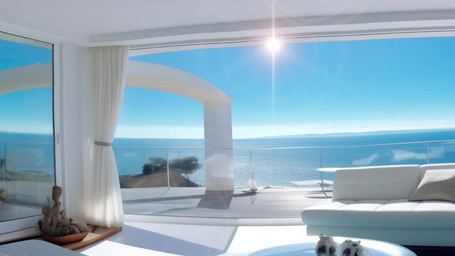 Sea ​​view from inside a modern villa