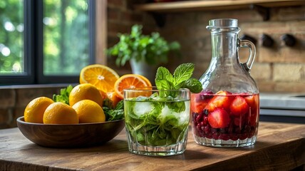 various kinds of fruit on the table artificial intelligence generative