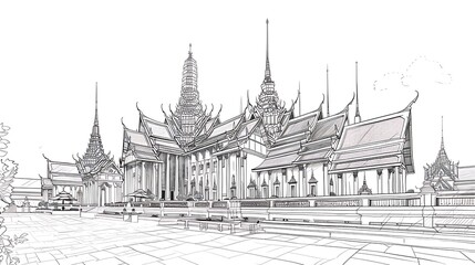 illustration, vector, architecture, landmark, travel, outline, famous, building, drawing, line, tourism, tower, design, monument, paris, art, isolated, construction, city, landscape, panorama, poster,