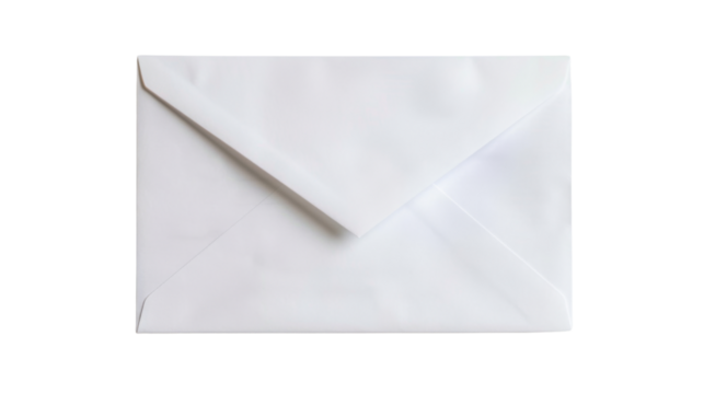 White postal envelope, message, on white background
