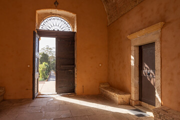 Europe, Greece, Crete, Akrotiri. Agia Triada (Holy Trinity) Monastery. Interior.
