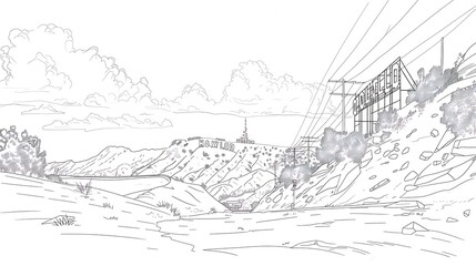 Obraz premium illustration, vector, architecture, landmark, travel, outline, famous, building, drawing, line, tourism, tower, design, monument, paris, art, isolated, construction, city, landscape, panorama, poster,