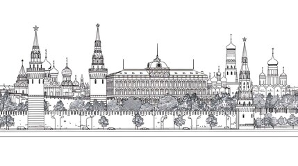 Fototapeta premium illustration, vector, architecture, landmark, travel, outline, famous, building, drawing, line, tourism, tower, design, monument, paris, art, isolated, construction, city, landscape, panorama, poster,