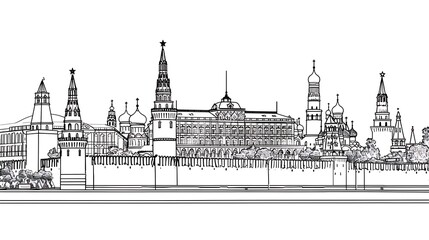 Fototapeta premium illustration, vector, architecture, landmark, travel, outline, famous, building, drawing, line, tourism, tower, design, monument, paris, art, isolated, construction, city, landscape, panorama, poster,
