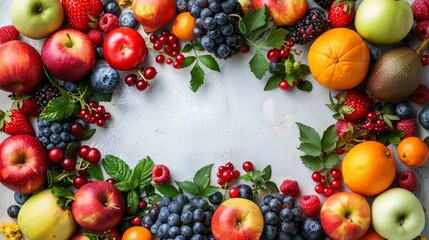 healthy fruits and vegetables, copy space