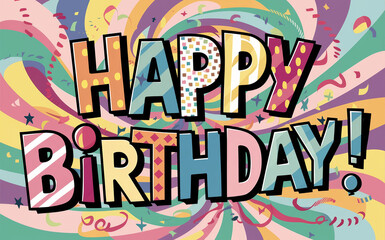 Obraz premium colorful happy birthday greeting with swirling design