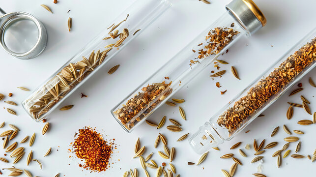 test tube with dried cumin spice