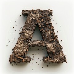 Soil alphabet, realistic letters soil, soil font letter A