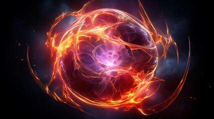 Obraz premium A Fiery Cosmic Explosion with Bright Swirls of Nebula Energy