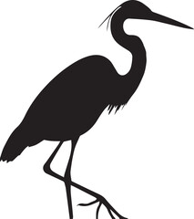 Obraz premium Beautiful heron silhouette with white background
