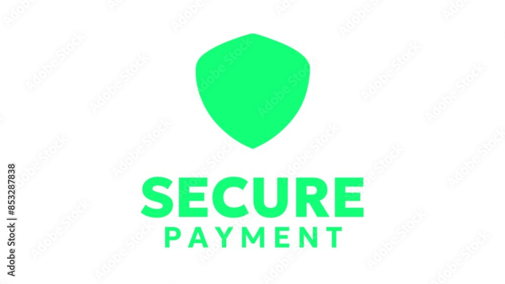 Poster secure payment animation text on white background